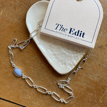 Load image into Gallery viewer, Oval blue gemstone chain link necklace - silver