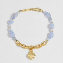 Load image into Gallery viewer, Seashell charm gemstone bracelet - blue