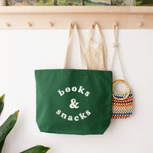 Load image into Gallery viewer, Books & snacks tote bag - various colours