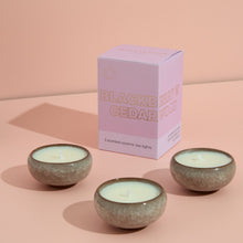 Load image into Gallery viewer, Contemporary kiln tea lights - blackberry & cedarwood