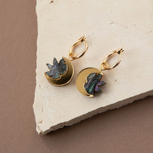 Load image into Gallery viewer, Daydream sun & moon hoop earrings - merlot red & gold