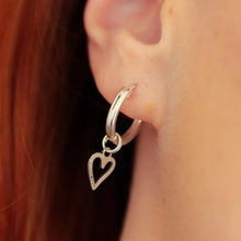 Load image into Gallery viewer, Heart huggie hoops