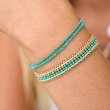 Load image into Gallery viewer, Isla turquoise gold braided bracelet