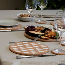 Load image into Gallery viewer, Festive trees (white) cork coaster or placemat