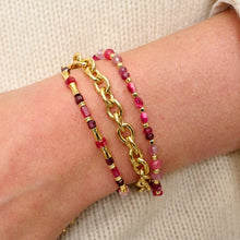 Load image into Gallery viewer, Laria gold & pink tourmaline gemstone bead bracelet