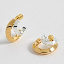 Load image into Gallery viewer, Double mixed metal hoop earring