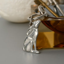 Load image into Gallery viewer, Moon gazing hare pewter key ring