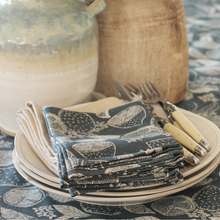 Load image into Gallery viewer, Lemon marmalade napkins - dark slate