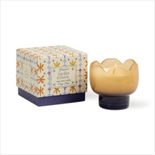 Load image into Gallery viewer, Tulip glass candle - orange & blue - garden & grove