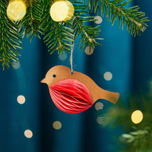 Load image into Gallery viewer, Robin honeycomb paper Xmas dec