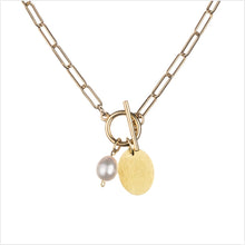 Load image into Gallery viewer, Pearl t-bar necklace