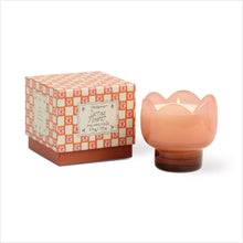 Load image into Gallery viewer, Tulip glass candle - orange & blue - garden & grove