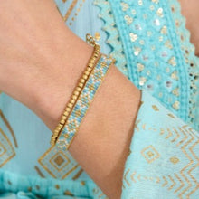 Load image into Gallery viewer, Saskia aqua & gold friendship bracelet