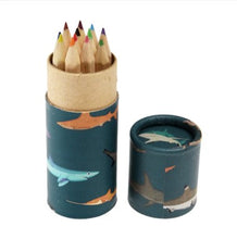 Load image into Gallery viewer, Sharks tube of colouring pencils