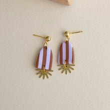 Load image into Gallery viewer, Sunny stripe drop earrings - forest & apple green