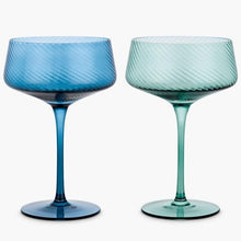 Load image into Gallery viewer, Twist champagne coupes - set of 2 - blue/green