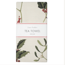 Load image into Gallery viewer, Christmas tea towel - holly & mistletoe