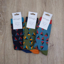 Load image into Gallery viewer, Geometrico bamboo geometric socks - dusty blue