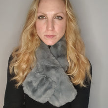 Load image into Gallery viewer, Faux fur loop through scarf - grey