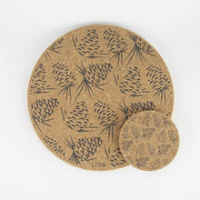 Load image into Gallery viewer, Cork coasters - pinecone grey - set of 4
