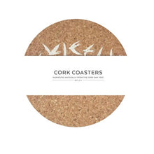 Load image into Gallery viewer, Cork coasters - swallows white - set of 4