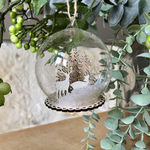 Load image into Gallery viewer, Stags in snow mini dome Xmas bauble