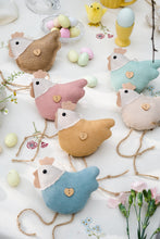 Load image into Gallery viewer, Hanging dec - Easter hens with hearts
