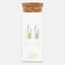 Load image into Gallery viewer, Sage eve heart huggie earrings
