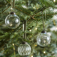 Load image into Gallery viewer, Xmas decs - clear baubles with green accents
