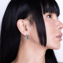 Load image into Gallery viewer, Aventurine wave drop stud earrings - silver
