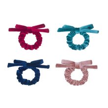 Load image into Gallery viewer, Blackberry velvet bow scrunchies
