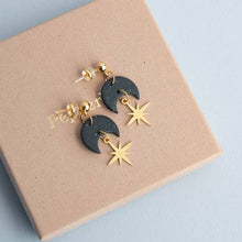 Load image into Gallery viewer, Celestial star gold necklace - midnight black
