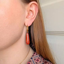 Load image into Gallery viewer, Everyday drop hoops - red agate
