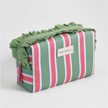 Load image into Gallery viewer, Frill washbag - green stripe
