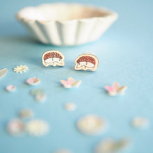 Load image into Gallery viewer, Wooden earrings - hedgehog
