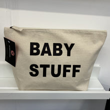 Load image into Gallery viewer, Large pouch - beige with black letters - baby stuff
