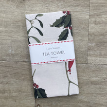 Load image into Gallery viewer, Christmas tea towel - holly &amp; mistletoe
