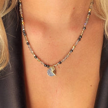 Load image into Gallery viewer, Indra grey gemstone beaded handmade necklace
