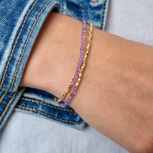 Load image into Gallery viewer, Juniper gold &amp; amethyst double strand bracelet
