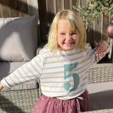 Load image into Gallery viewer, No 5 t-shirt - biscuit breton (green number)
