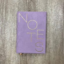 Load image into Gallery viewer, Hard cover suede cloth journal - 'notes' - lilac
