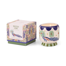 Load image into Gallery viewer, Peacock ceramic candle - misted lime
