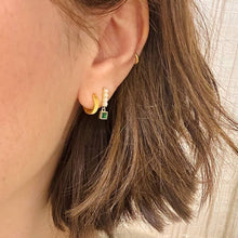 Load image into Gallery viewer, Pearl &amp; emerald droplet studs - gold
