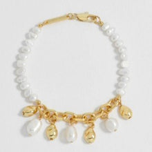 Load image into Gallery viewer, Pearl &amp; molten pebble charm necklace
