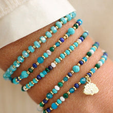Load image into Gallery viewer, Prunus turquoise &amp; gold crystal stretch bracelet
