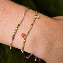 Load image into Gallery viewer, Rania red &amp; green gold beaded bracelet
