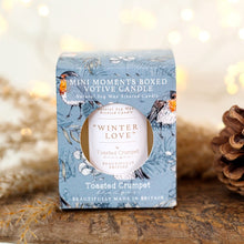 Load image into Gallery viewer, Robin (winter love) mini votive boxed candle
