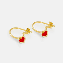 Load image into Gallery viewer, Heart enamel earrings - ruby
