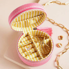 Load image into Gallery viewer, Round travel case - embroidered strawberry
