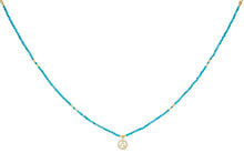 Load image into Gallery viewer, Turquoise howlite &amp; apatite gold throat chakra necklace
